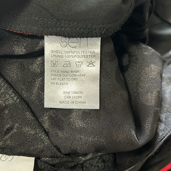 SEN Eden Jogger Pant Black Red Stripe Leopard Print Silky Pockets Sz XS - Picture 9 of 12